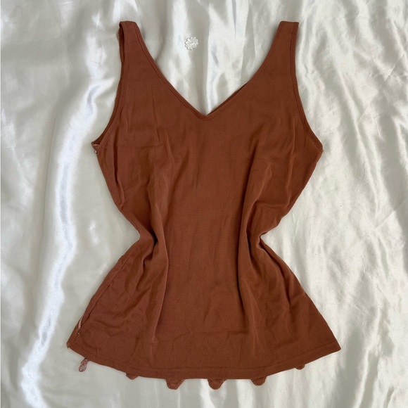 Vintage 2000s Rust Silk Embroidered Tank Top - Picture 3 of 7